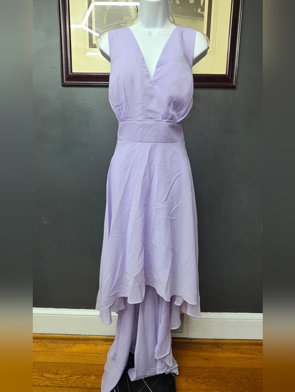 Sleeveless V-Neck Lavender High-Low Dress
